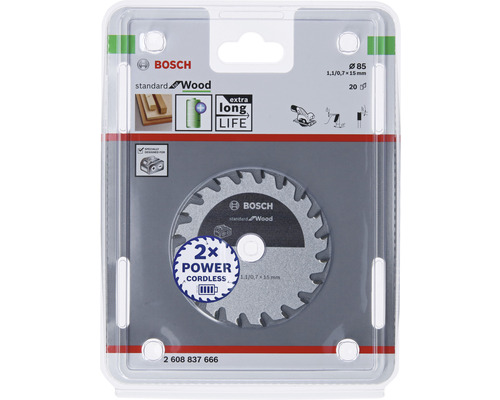 Bosch Kreissägeblatt Standard for Wood, Durchmesser 85 Millimeter