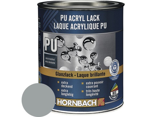 HORNBACH Buntlack PU Acryllack glänzend RAL 7001 silbergrau 125 ml
