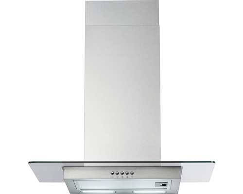 Dunstabzugshaube aus Edelstahl mit Glasablage