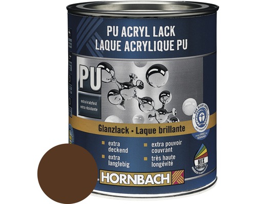 HORNBACH Buntlack PU Acryllack glänzend RAL 8011 nussbraun 750 ml