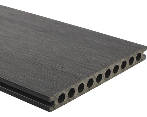 Planche pour terrasse en WPC Nativo darkgrey 23x210x3000 mm Lame de terrasse en plastique avec chambres creuses