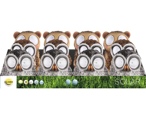 Solarleuchten in Form von Eulen und Bären für den Garten