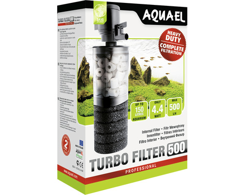 Filtre interne Aquael Turbo Filter 500 dans sa boîte pour aquariums jusqu''à 150 litres