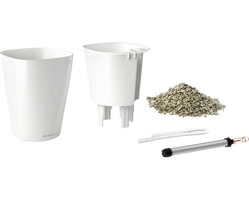 Pot de fleurs avec insert, substrat, indicateur de niveau d''eau et mèche d''arrosage