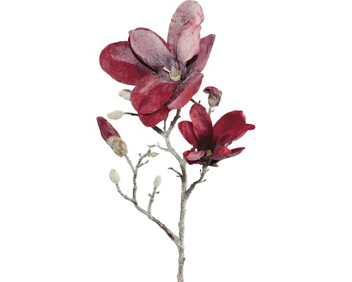 Fleur artificielle Magnolia givrée H 63 cm rouge