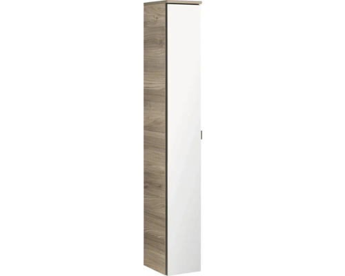 Armoire haute FACKELMANN Luxor gauche lxhxp 20x140x26 cm frêne vert/blanc Armoire haute de salle de bain avec porte et aspect bois