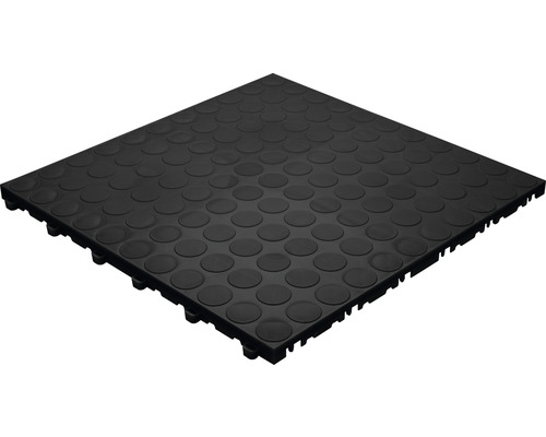 Dalle de sol noire en plastique avec structure à picots