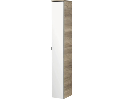 Armoire haute FACKELMANN Luxor droite lxhxp 20x140x26 cm frêne pierre/blanc