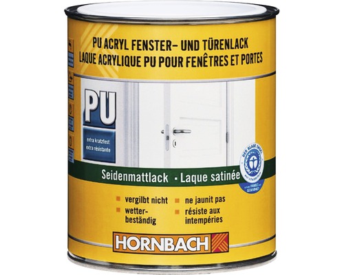 HORNBACH PU Acryllack Fensterlack-Türenlack seidenmatt weiss 750 ml