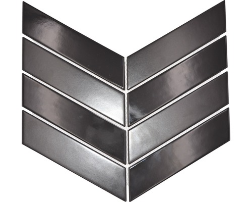 Mosaïque en céramique chevron mélange black 22.4x31.8 cm Carreaux en forme de flèche pour revêtement mural