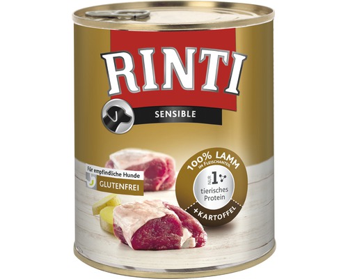 Nourriture pour chiens Rinti Sensible agneau et pommes de terre 800 g