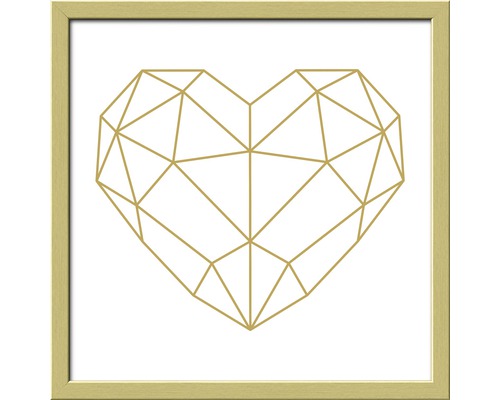 Tableau encadré Golden Polygon Heart 33x33 cm