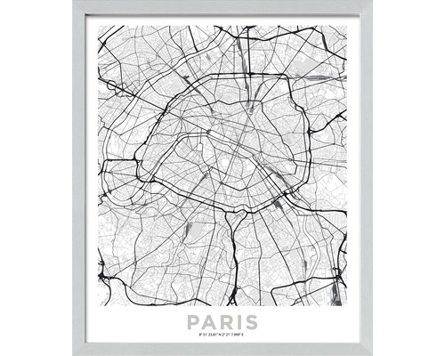 Gerahmtes Bild Paris Citymap 65x55 cm