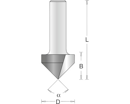Illustration d''un chanfreineur avec indications de dimensions.