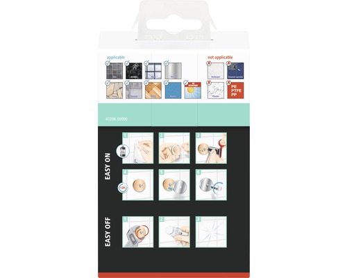 Instructions d''application et de montage pour les crochets adhésifs.