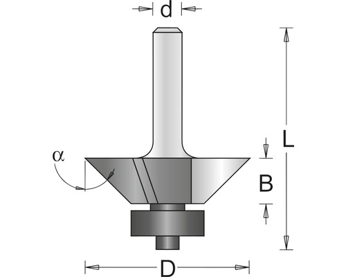 Schéma d''une fraise à arrondir avec dimensions