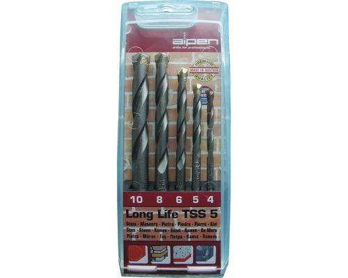 Jeu de forets à pierre Aipen, cinq pièces, tailles 4 à 10 millimètres