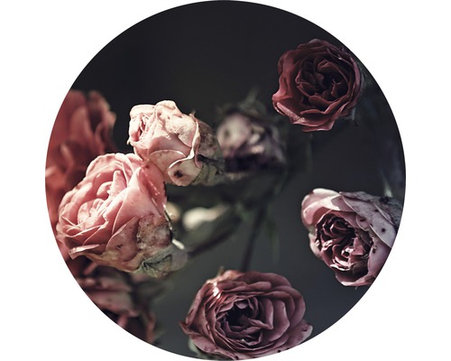 Tableau sur verre rond Beautiful Roses Ø 50 cm