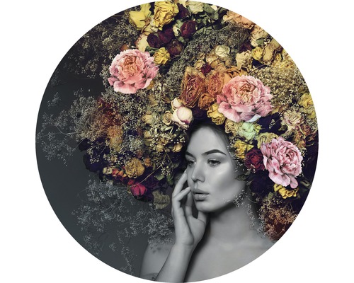 Glasbild rund Woman & Flowers II Ø 20 cm
