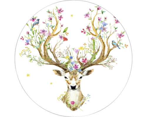 Tableau sur verre rond Beautiful Deer Ø 20 cm