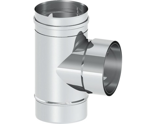 Raccord en T 90° Furado F avec chemisage mural, à une paroi Ø 115mm Pièce en T en acier inoxydable pour tuyaux de poêle