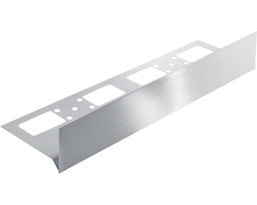 Fliesenprofil aus Edelstahl mit quadratischen und runden Aussparungen