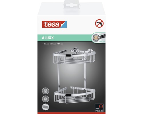 Étagère d''angle Tesa Aluxx pour rangement de salle de bain dans son emballage