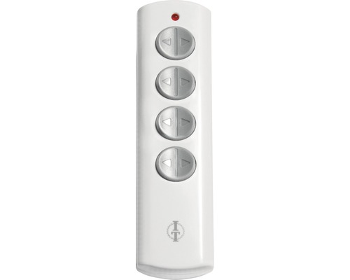 Weisse Fernbedienung mit vier Tasten zur Steuerung von Rollläden