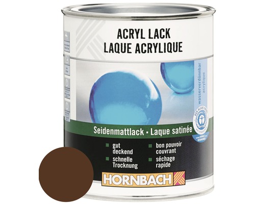 HORNBACH Buntlack Acryllack seidenmatt nussbraun 750 ml Acryllackdose mit Farbbeispiel und Blauer Engel Siegel