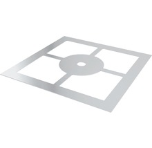 Metallabdeckung mit quadratischen Ausschnitten und mittiger runder Aussparung