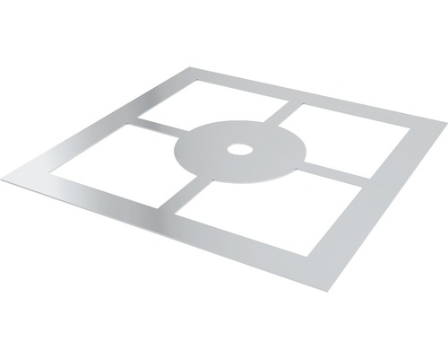 Plaque d'appui Furado F pour bac à condensat avec évacuation par le dessous, à une paroi Ø160mm Cache en métal avec découpes carrées et trou rond central