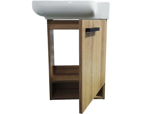 Meuble sous-lavabo avec compartiment ouvert et porte