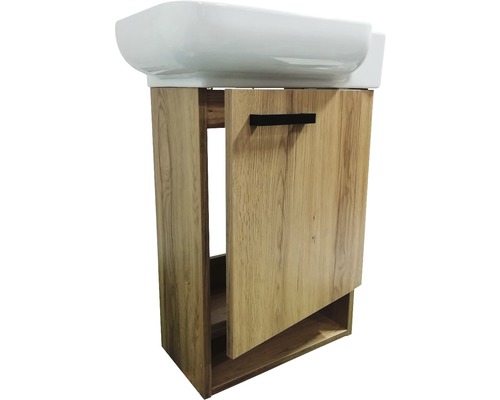 Meuble sous-lavabo avec compartiment ouvert et une porte