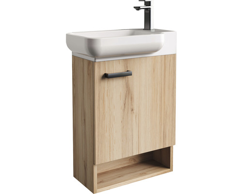 Meuble-lavabo avec armoire basse et compartiment ouvert