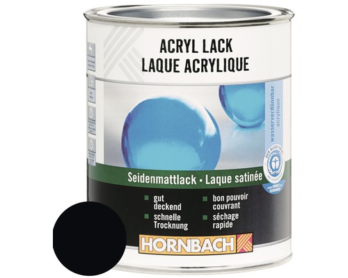 HORNBACH Buntlack Acryllack seidenmatt tiefschwarz 125 ml