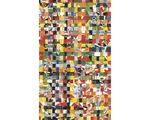 Papier peint panoramique intissé V3-763 Bibite 3 pces 150 x 250 cm Gros plan d''un motif tressé réalisé à partir de morceaux de matériaux recyclés