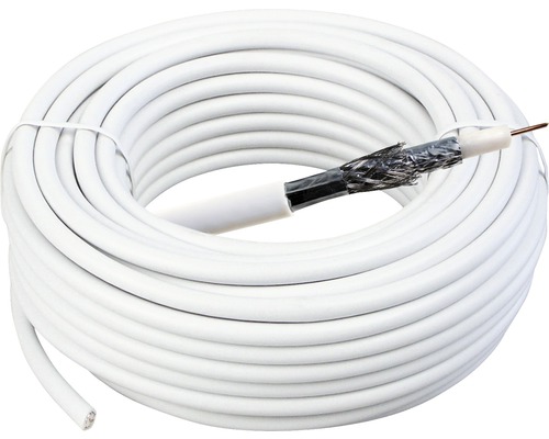 Câble coaxial 75 Ohm >90 dB blanc 10 m