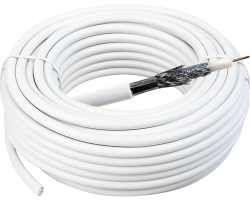 Câble coaxial 75 Ohm >90 dB blanc 10 m Câble coaxial enroulé