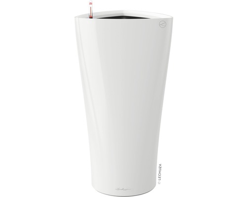 Pflanzvase Lechuza Delta Ø 30 cm H 56 cm weiss inkl. Erdbewässerungsystem Pflanzeinsatz Substrat Wasserstandsanzeiger