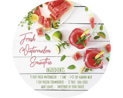 Glasbild rund Watermelon Smoothie ll Ø 20 cm