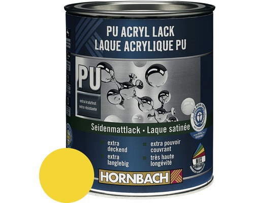 HORNBACH Buntlack PU Acryllack seidenmatt RAL 1021 rapsgelb 125 ml