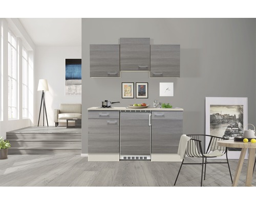 Kitchenette avec appareils Flex Well Pinea 150.5 cm couleur de façade pin nougat - couleur du corps champagne 00011802