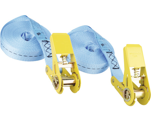 Mamutec Zurrgurt mit Ratsche 5 m blau 2 Stück Zwei Spanngurte mit Ratsche