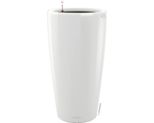 Vase Lechuza Rondo Ø 40 cm H 75 cm blanc avec système d'arrosage de la terre bac d'arrosage substrat indicateur de niveau d'eau