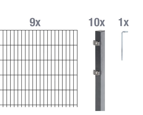 Doppelstabmatten-Set ALBERTS 6/5/6 1800 x 120 cm anthrazit