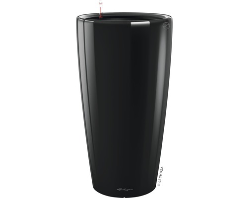 Pflanzvase Lechuza Rondo Ø 40 cm H 75 cm schwarz inkl. Erdbewässerungsystem Pflanzeinsatz Substrat Wasserstandsanzeiger