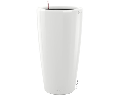 Pflanzvase Lechuza Rondo Ø 32 cm H 56 cm weiss inkl. Erdbewässerungsystem Pflanzeinsatz Substrat Wasserstandsanzeiger