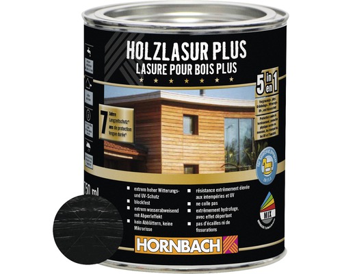 HORNBACH Lasur anthrazitgrau 0,75 l Holzlasur Plus Dose für den Aussenbereich