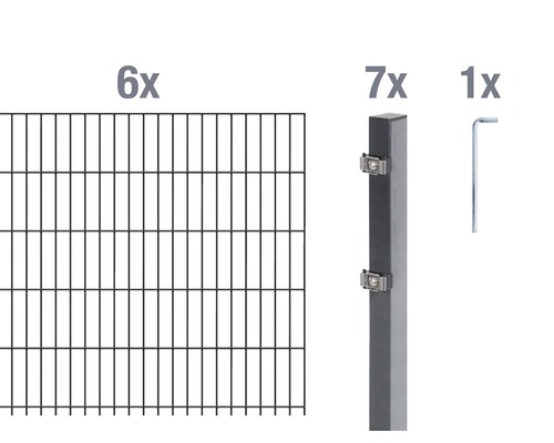 Ensemble de base de panneaux rigides double fil Alberts 12 m 200 x 80 cm, type: 6/5/6, anthracite