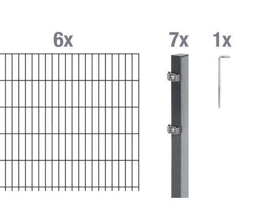 Ensemble de base de panneaux rigides double fil Alberts 12 m 200 x 120 cm, type: 6/5/6, anthracite Ensemble de base de panneaux rigides double fil Alberts 12 m 200 x 120 cm, type: 6/5/6, anthracite